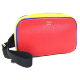 FENDI Shoulder Bag 7AS122 Red Yellow Blue Leather Pochette Women Men — Like New