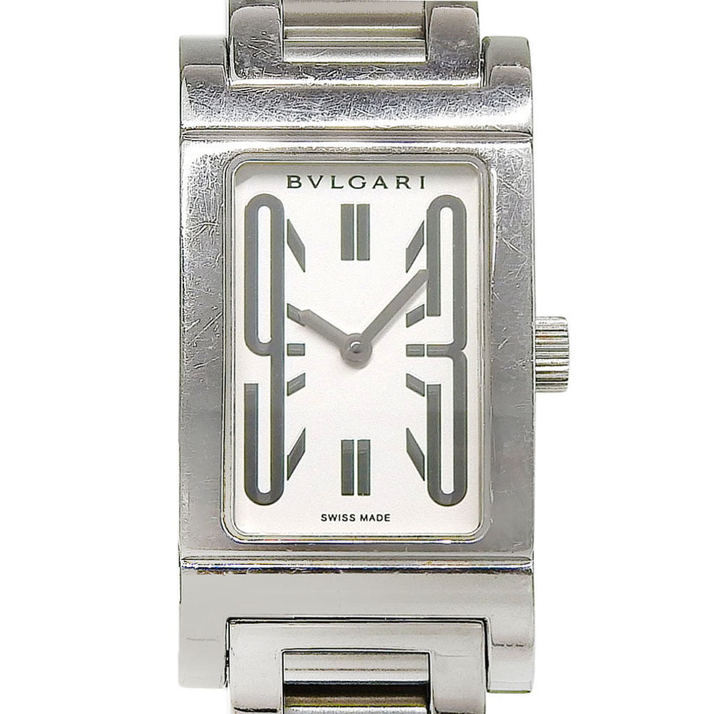 Bulgari BVLGARI Rettangolo RT39S Square White Dial Stainless Steel Quartz Battery Operated Women's Watch Approx. 38mm (height) x 21mm (width) — Good