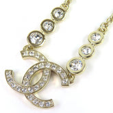 CHANEL (2025 model) B25S Coco Mark Rhinestone Chain Necklace, Gold, with Box, Women's — Like New