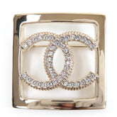 CHANEL A23P Coco Mark Rhinestone Brooch, Gold, with Box, Made in France, Women's — Like New