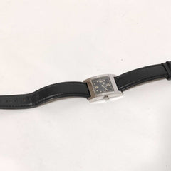 GUCCI Watch 7700L Black Silver Stainless Steel Leather Women's Analog Square — Good