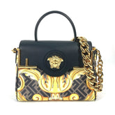 FENDI Versace collaboration VERSACE La Medusa satchel bag Zucca FENDACE Fenderche shoulder handbag leather ladies brown — New - Store Return