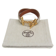 Hermes Croisière Double Tour Metal,Swift Leather Wrap Bracelet Off-white,Yellow Gold — Like New