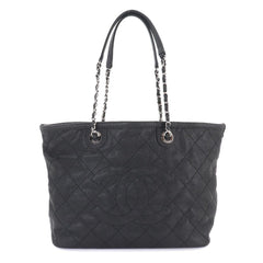Chanel Matelasse Chain Tote Handbag, Caviar Leather, Black, A92754, Silver Hardware — Like New
