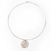 CHANEL 925 Camellia Logo Choker Necklace, Silver, Weight 14.0g, Women's Accessory — Like New