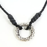 Bottega Veneta Intrecciato Circle Silver Leather Necklace Total weight approx. 16.6g 56cm — Like New