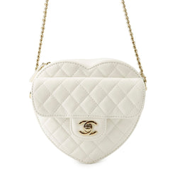 Chanel Chain Shoulder Bag Matelassé Heart Shape Lambskin AS3191 CHANEL Handbag White Women's — Like New