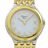 Christian Dior Combination Watch 3023 Stainless Steel x Gold Plated Quartz Analog Display White Dial Boys — Very Good
