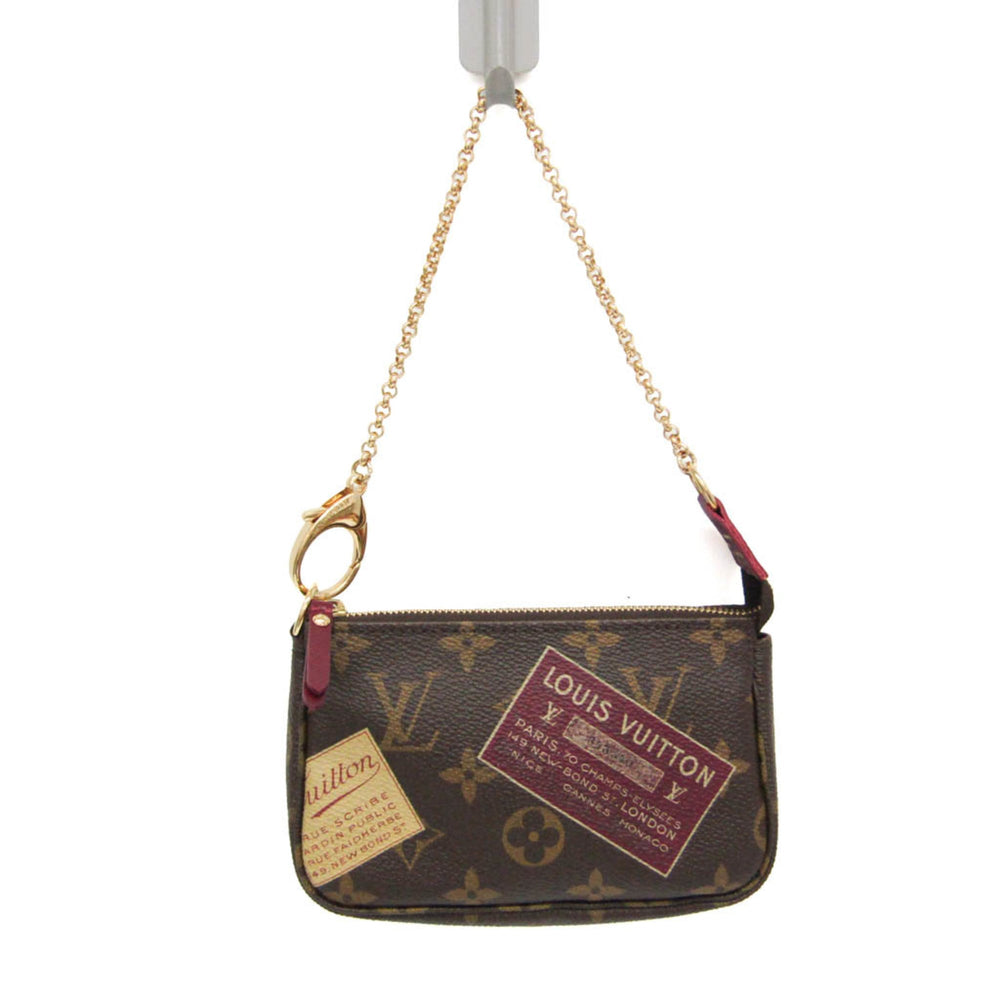 Louis Vuitton Monogram Mini Pochette Accessoires Label Collection M63798 Women,Men Handbag,Pouch Monogram,Wine — Like New