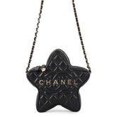 Chanel Chain Shoulder Bag, Matelassé, Coco Mark, Star, Lambskin, AS4579, Black, Handbag, Women's, CHANEL — Like New