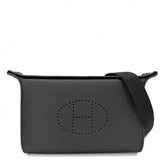 Hermes shoulder bag for men and women, Videpoche body bag, HERMES K stamp, leather, black, silver hardware, 2025 model — Like New