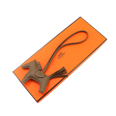 Hermes Rodeo PM Accessory Bag Charm, Agneau Milo, Etoupe, K Stamp — New - Store Return