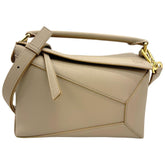 LOEWE Puzzle Edge Small A510P60X30 Sand Calfskin Shoulder Bag Handbag Gold Hardware Women's — Like New
