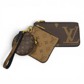 LOUIS VUITTON M68756 Monogram Giant Reverse Leather Pochette Trio Brown Made in France Women's with Dust Bag — Like New