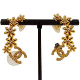 CHANEL I23A Coco Mark Flower Motif Earrings, Gold Color, Women's — Like New