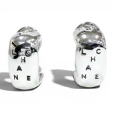 CHANEL Vintage 925 Sterling Silver Clip-On Earrings (for both ears), Logo Engraved, Weight 12.7g, Women's — Like New
