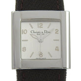 Christian Dior Riva Watch D80-100, Stainless Steel and Canvas, Quartz Movement, Analog Display, Silver Dial, Women's — Good