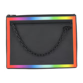 LOUIS VUITTON Louis Vuitton Pochette A4 Taiga Rainbow Clutch Bag M30347 Black 2019AW Limited Virgil Abloh Chain — Like New