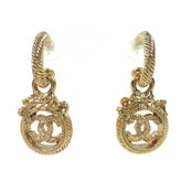 CHANEL Vintage 05A Coco Mark Rope Twist Swing Earrings, Gold, Made in France, Women's. (Pair) — Like New