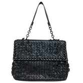 BOTTEGA VENETA Intrecciato Leather Chain Handle Olympia Handbag Shoulder Bag Black Women's — Like New