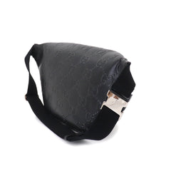 Gucci GG Embossed Belt Handbag, Leather, Black, 645093, Silver Hardware — New - Store Return