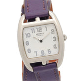 Hermes Cape Cod Tonneau Double Tour Watch, Stainless Steel, Leather Strap, Women's, White (CT1.210) — Very Good