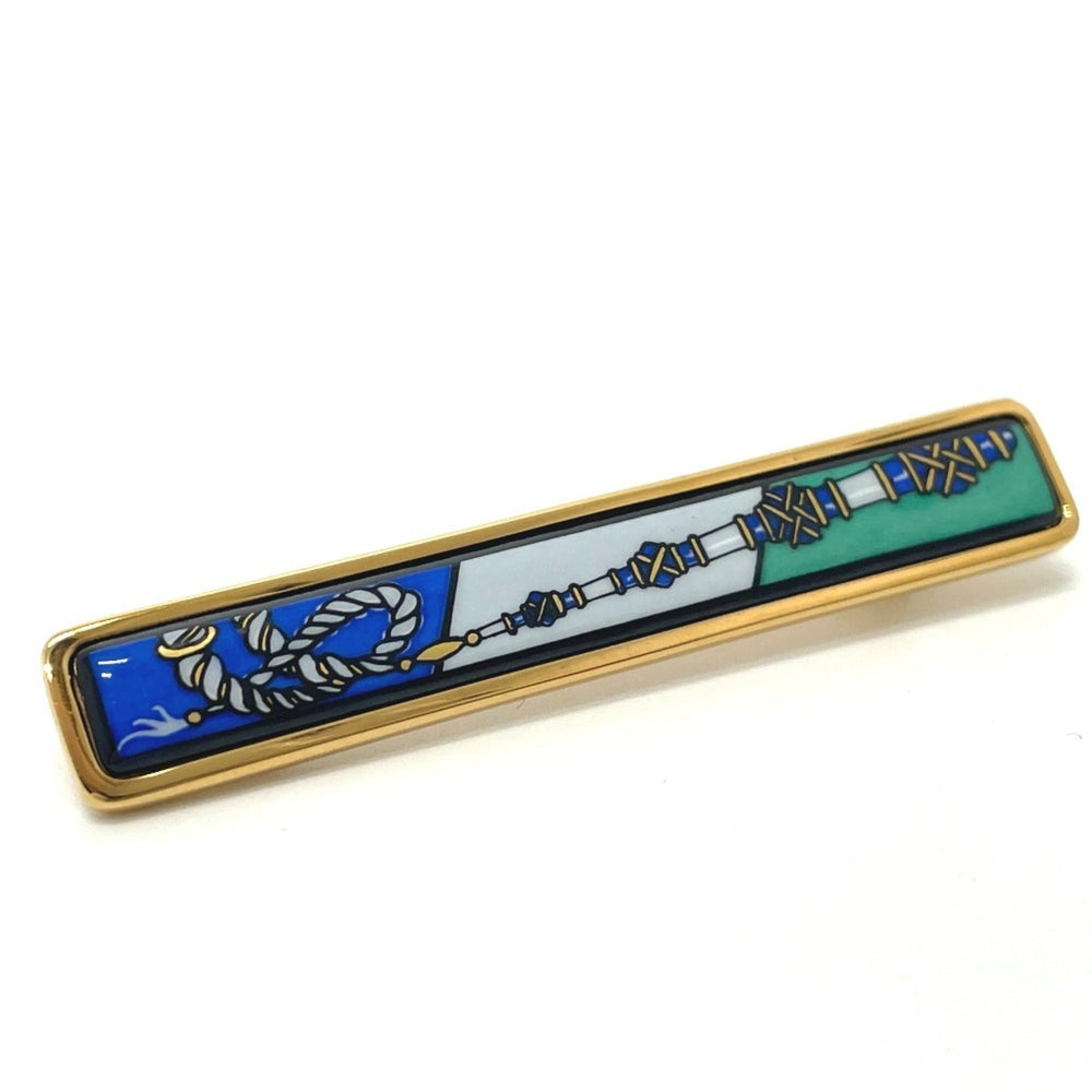 HERMES Hermes Takayaki enamel pin tuck brooch metal ladies gold — Like New