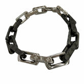 LOUIS VUITTON M00687 Monogram Chain Bracelet, Black and Silver, Size L, Made in Italy, Men's Accessory — Like New
