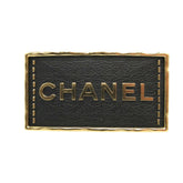 Chanel A23S Leather Metal Black Gold Brooch 0383CHANEL — Like New