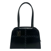 YVES SAINT LAURENT Logo Stitch Leather Handbag Semi-Shoulder Bag Black 17395 — Like New