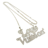 Louis Vuitton Colliersquard LV Strass MP2691 Metal,Rhinestone Men,Women Pendant Necklace (Silver) — New - Store Return