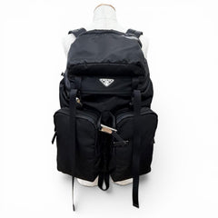 PRADA 2VZ019 Triangle Logo Re-Nylon Leather Backpack Daypack Black Made in Italy Men's with Dust Bag — Like New