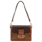 Louis Vuitton Dauphine MM Shoulder Bag, Monogram Reverse, M45958, Canvas, Brown, 2-way, Magnetic Closure, Women's — Like New