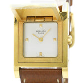 HERMES Medor Gold Plated Leather Quartz Ladies Watch — Good
