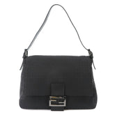 Fendi Zucchino Mamma Baguette Shoulder Handbag, Canvas, Black, 8BR001, Gunmetal Hardware — Like New
