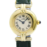 CARTIER Must Colisee Gold Plated Leather Quartz Ladies Watch 590002 — Good