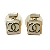 CHANEL L25P Perfume Bottle Motif Stud Earrings, White, Women's — Like New