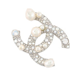 Chanel Brooch, Coco Mark Rhinestone, Faux Pearl, Metal, B17K A96841 CHANEL Brooch BROACH — Like New