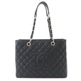 Chanel Matelasse Grand Chain Tote Handbag GST Caviar Leather Black A50995 — Like New