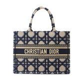 Christian Dior Book Tote Medium Handbag, Macro Cannage Canvas, Navy, M1296ZZAU — Like New
