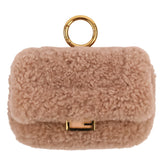 FENDI Nano Baguette Fur Charm Mini Shoulder Bag 7AR844 Pink Beige Women's — Like New