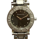 Tiffany & Co. Atlas watch, total weight 51.2g, stainless steel, quartz movement, black dial — Good