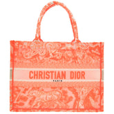 Like new Christian Dior Book Tote Toile de Jouy Embroidery Medium M1296ZROC_M057 Mesh Jacquard Orange Handbag 0751Christian — Like New