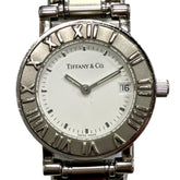 Tiffany & Co. Atlas watch, total weight 53.8g, stainless steel, quartz movement, white dial — Good