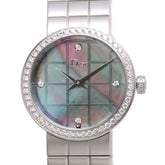 Christian Dior La D de CD047110M002 Watch with 4 Diamonds and Diamond Bezel, Stainless Steel, Women's, 39934 — Very Good