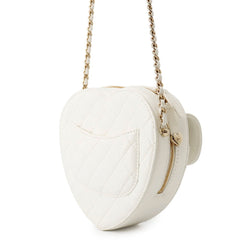 Chanel Chain Shoulder Bag Matelassé Heart Shape Lambskin AS3191 CHANEL Handbag White Women's — Like New