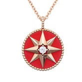 Christian Dior Dior Rose des Vents 1P Diamond 750PG Necklace 18KPG Pink Gold Red Ceramic Jewelry 1678Dior — Like New