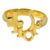 Christian Dior Vintage Logo Ring, Gold Color, Size 1 (approx.), Women's — Like New