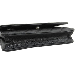 Like New Chanel Coco Mark Chain Wallet (Serial Number 28) AP0250 Caviar Leather Black — Like New