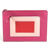 LOUIS VUITTON M62253 Epi Pochette Plat Bag, Second Handbag, Pouch, Clutch Leather, Women's, Coquelicot Pink — Like New